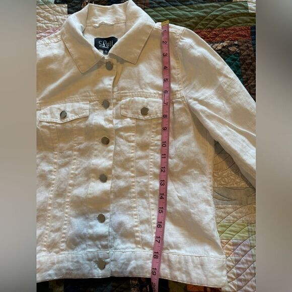 White Luii Linen Button Up Jacket Lightweight Size Small - Picture 6 of 8